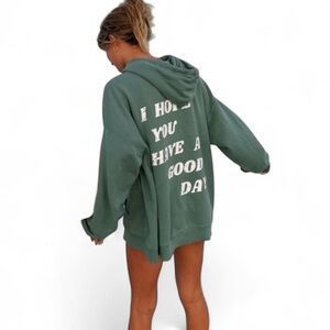 Green Hoodie with Positive Message